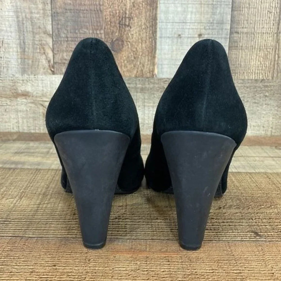 Betseyville Black Leather Star Strap Heels Womens 9M Slip On - Picture 8 of 15